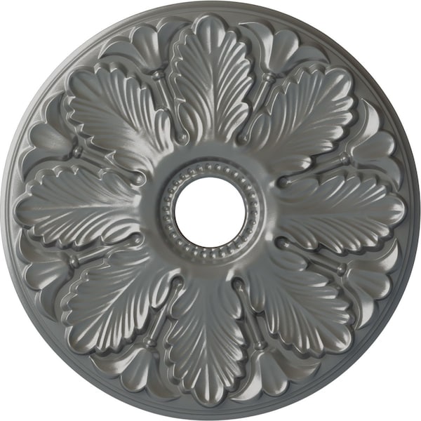 Ekena Millwork Milan Ceiling Medallion (Fits Canopies up to 4 5/8"), Hnd-Painted Silver, 24 1/2"OD x 3 1/2"ID x 1"P CM24MISLS - main